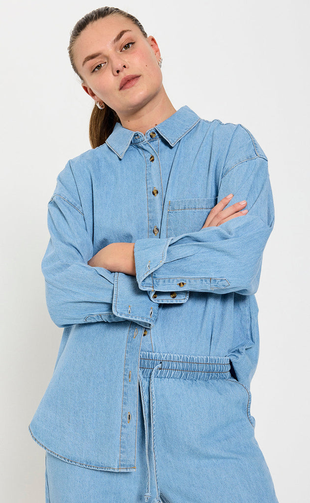 Freequent Skjorte - Lisea - Light Blue Denim