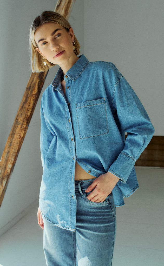 Freequent Skjorte - Lisea - Light Blue Denim