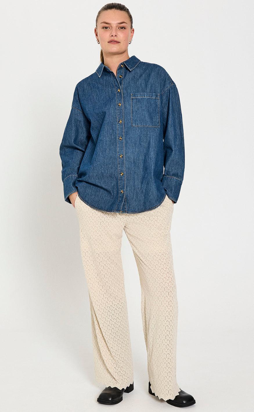 Freequent Skjorte - Lisea - Medium Blue Denim