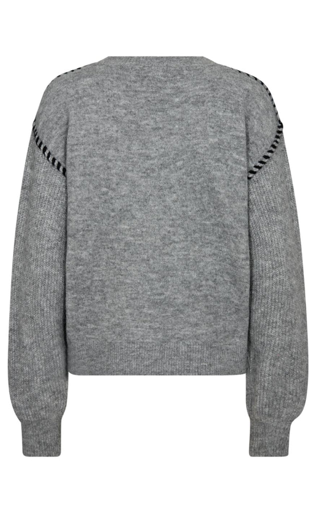 Freequent Striktrøje - Kinlock - Medium Grey Melange w. Black