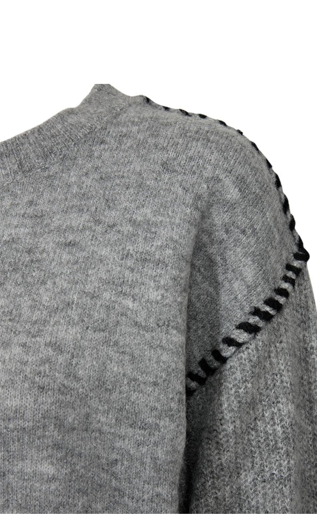 Freequent Striktrøje - Kinlock - Medium Grey Melange w. Black