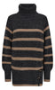 Freequent Striktrøje - Sila - Dark Grey w. Desert Taupe