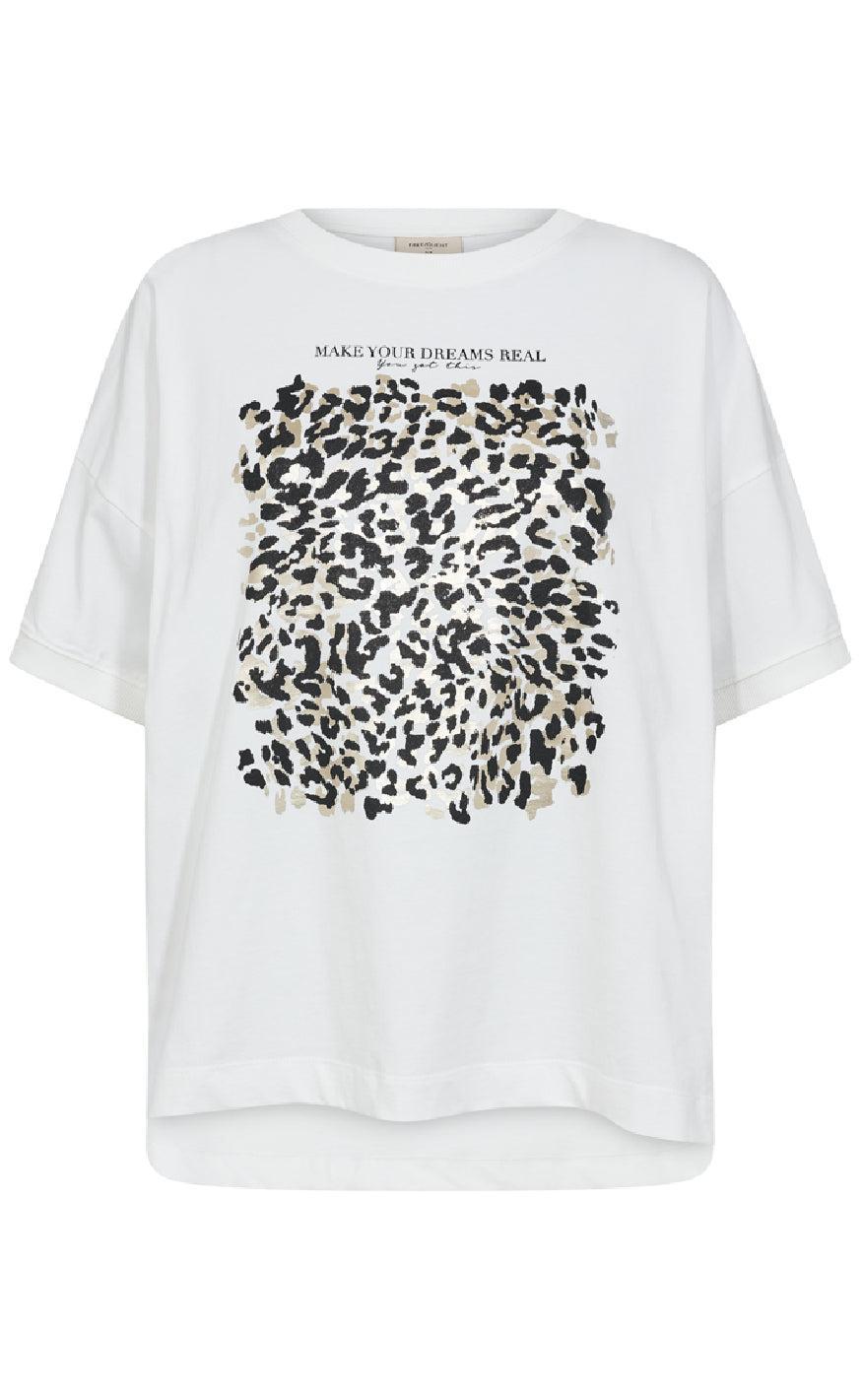 Freequent T-shirt - Carol - Star Off-white w. Black