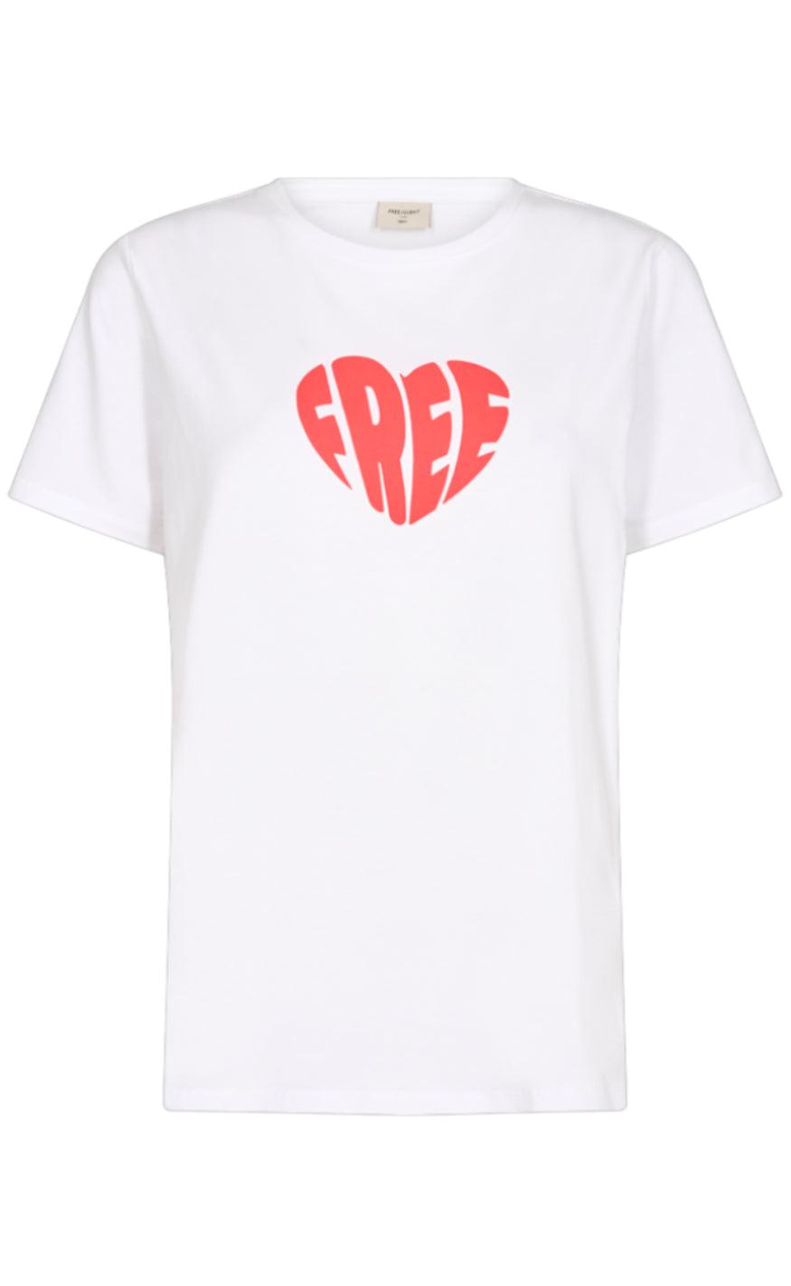Freequent T-shirt - Fenjal - Brilliant White W. Cherry Tomato
