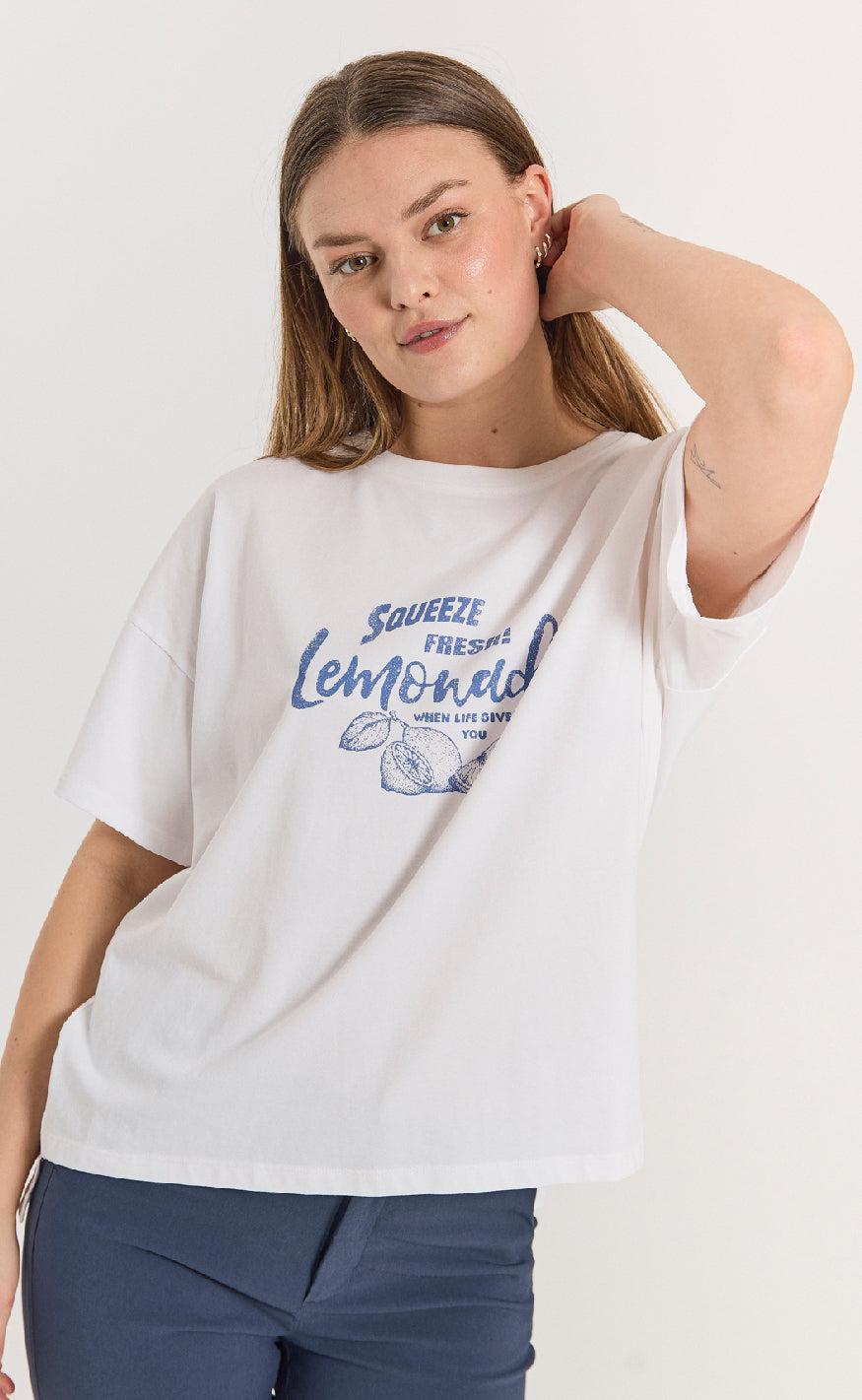 Freequent T-shirt - Fenjal - Brilliant White w. Deep Ultrama