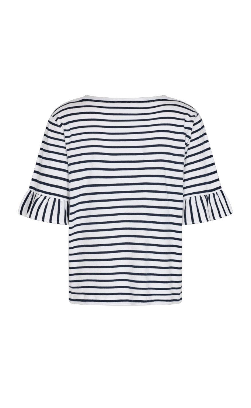 Freequent T-shirt - Marline - Brilliant White W. Navy Blazer