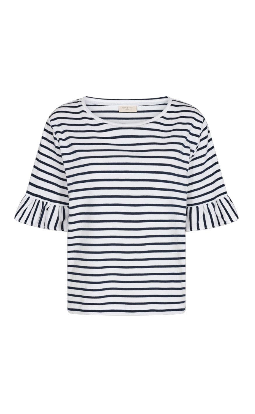 Freequent T-shirt - Marline - Brilliant White W. Navy Blazer
