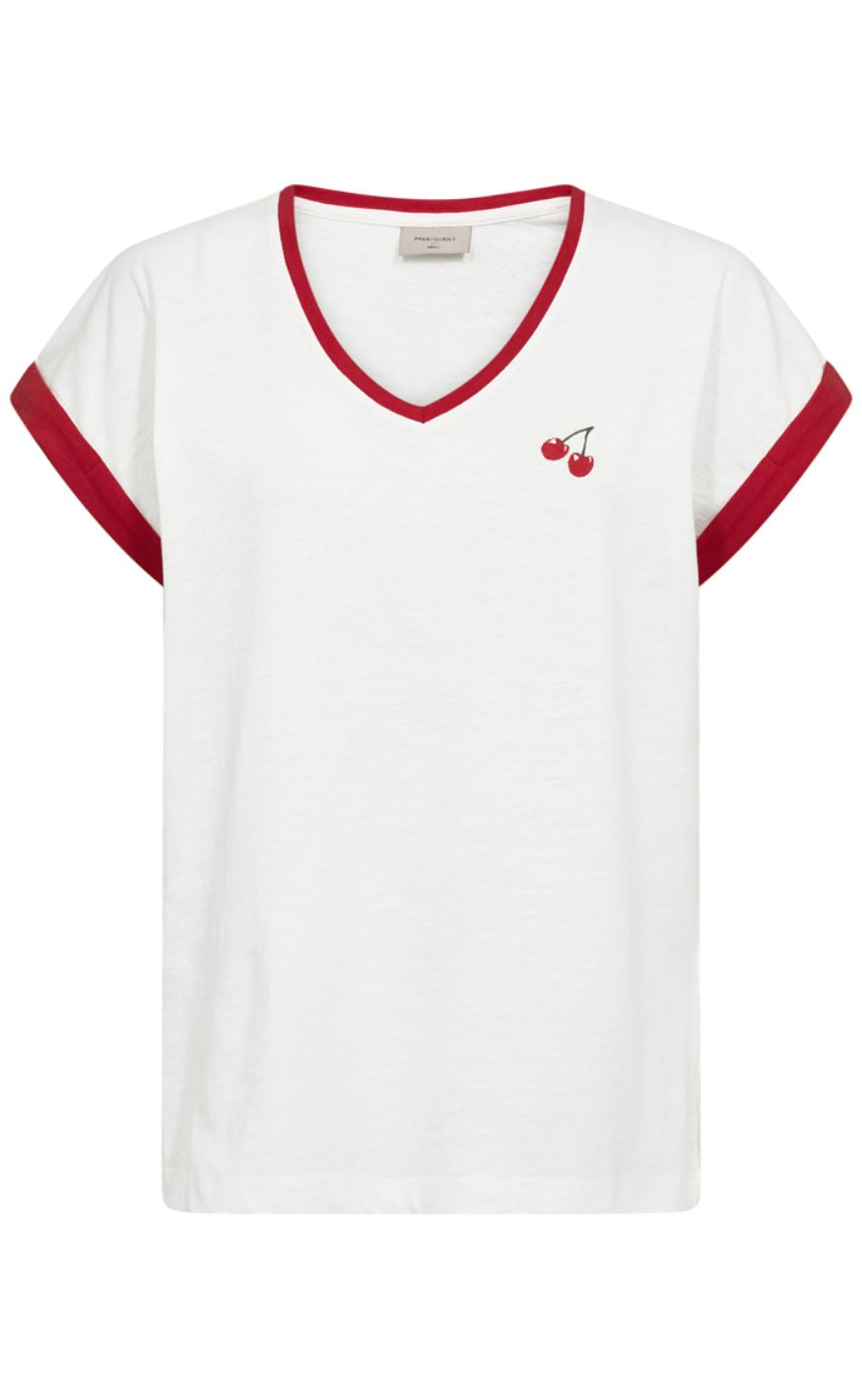 Freequent T-shirt - Viva - Star Off-White w. True Red