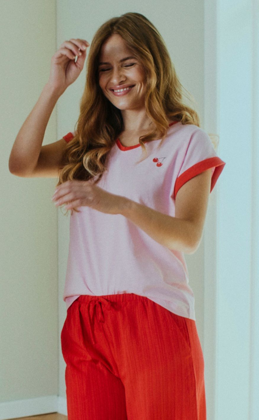 Freequent T-shirt - Viva - Sweet Lilac w. True Red