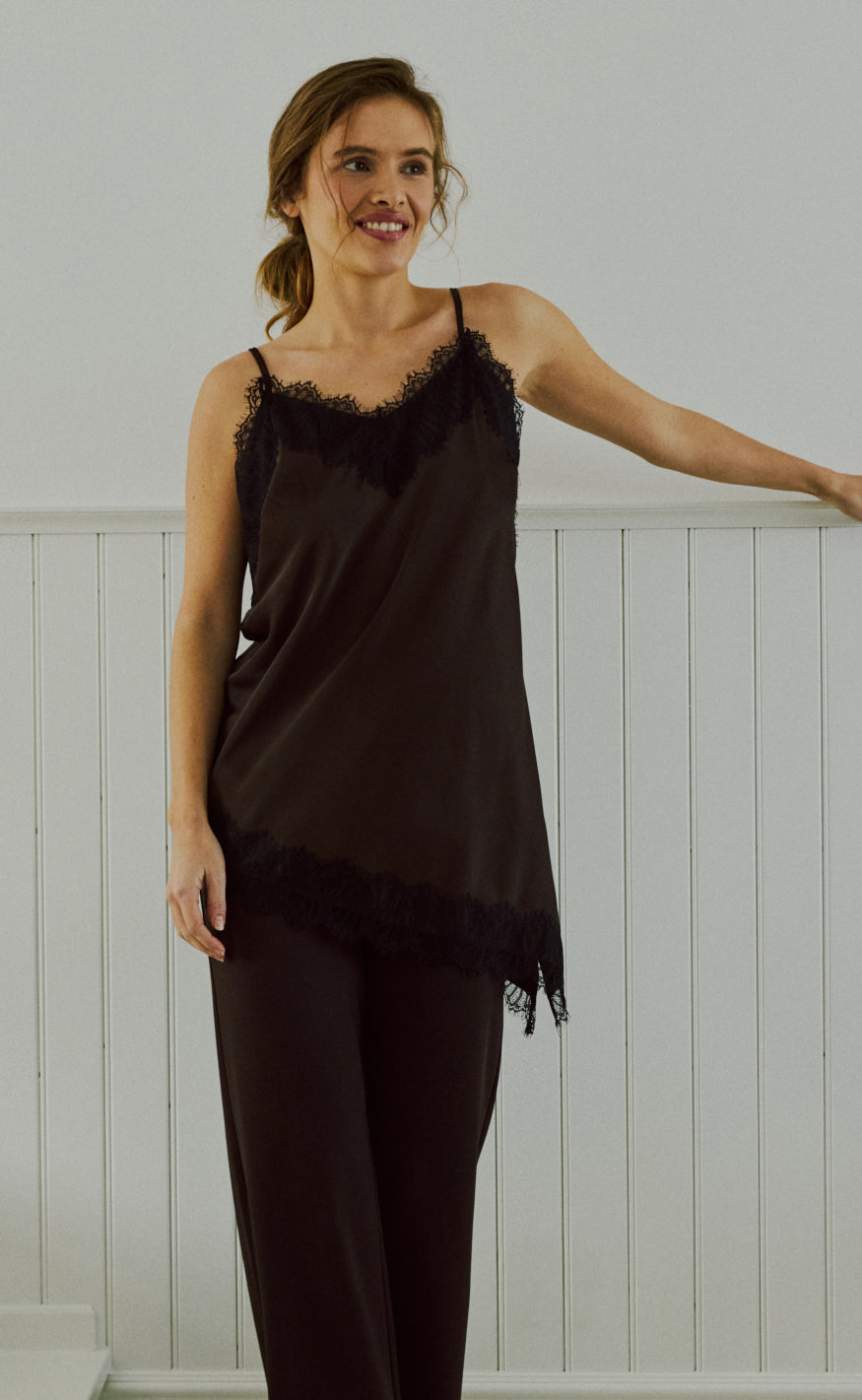 Freequent Top - Dova - Coffee Bean w. Black