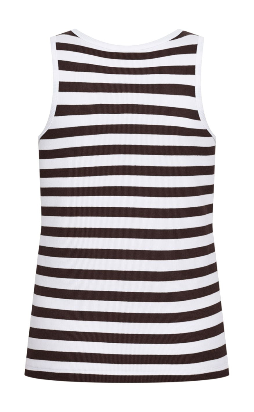 Freequent Top - Effy - Brilliant White w. Coffee Bean