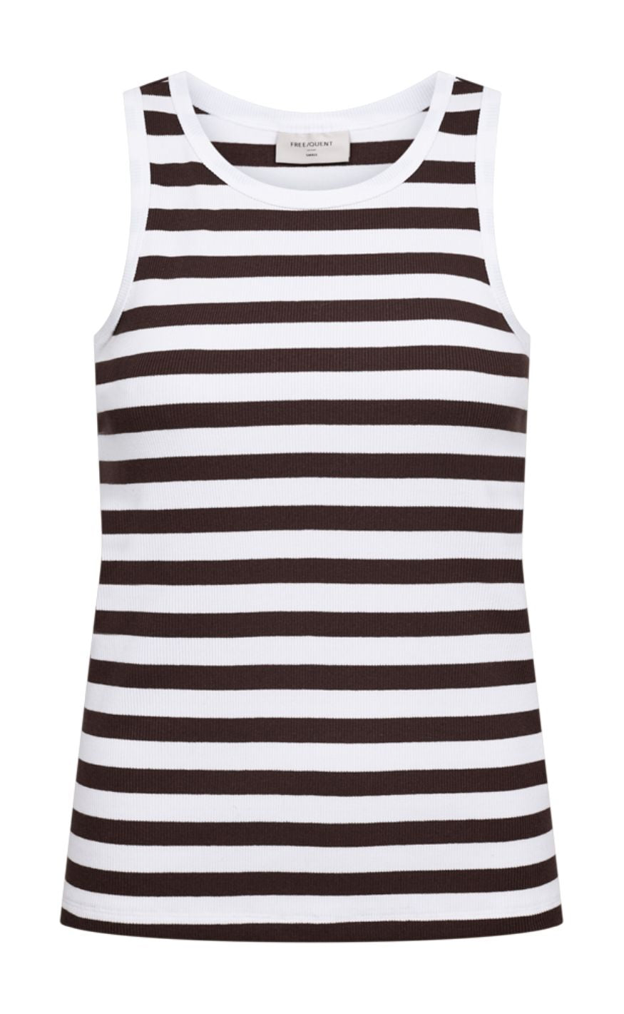 Freequent Top - Effy - Brilliant White w. Coffee Bean