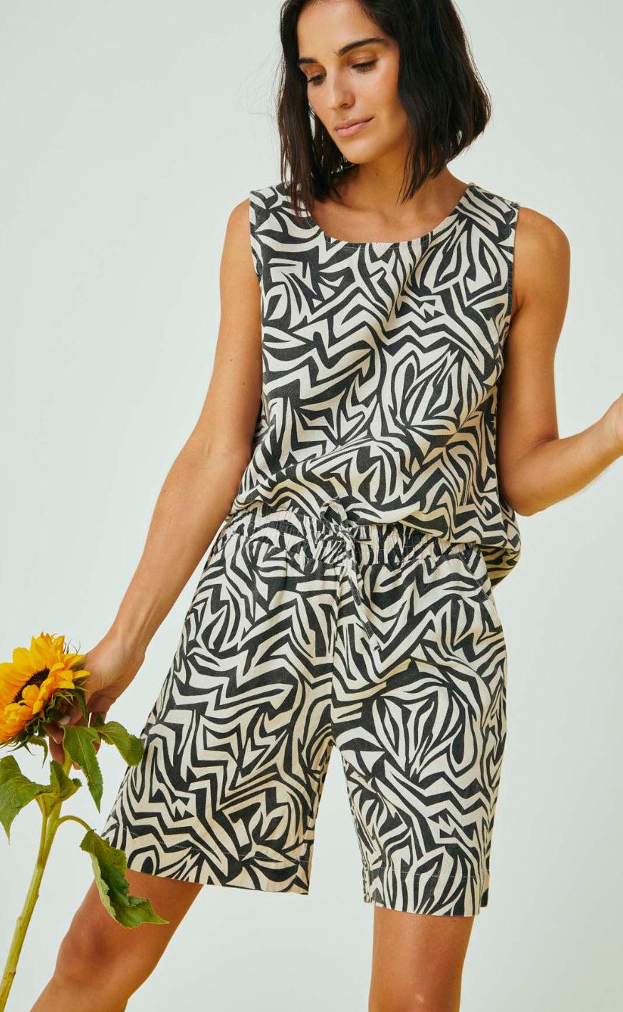 Freequent Top - Lava - Moonbeam Melange W. Black