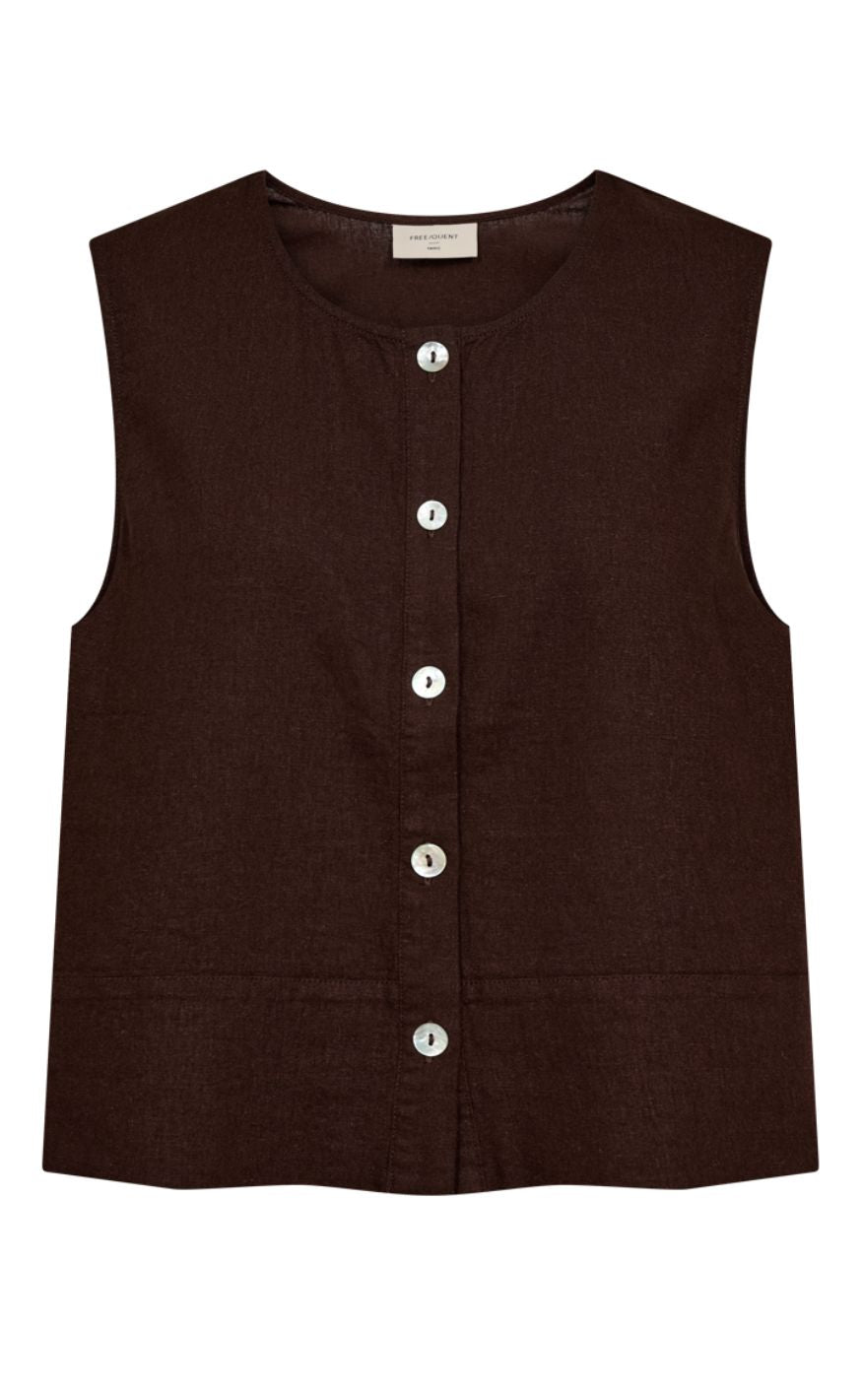 Freequent Top - Lava Vest - Coffee Bean