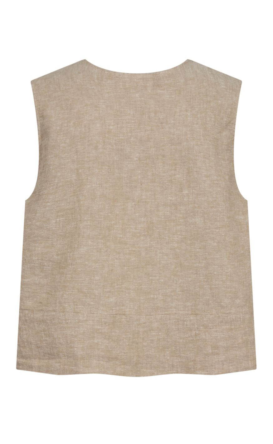 Freequent Top - Lava Vest - Sand Melange