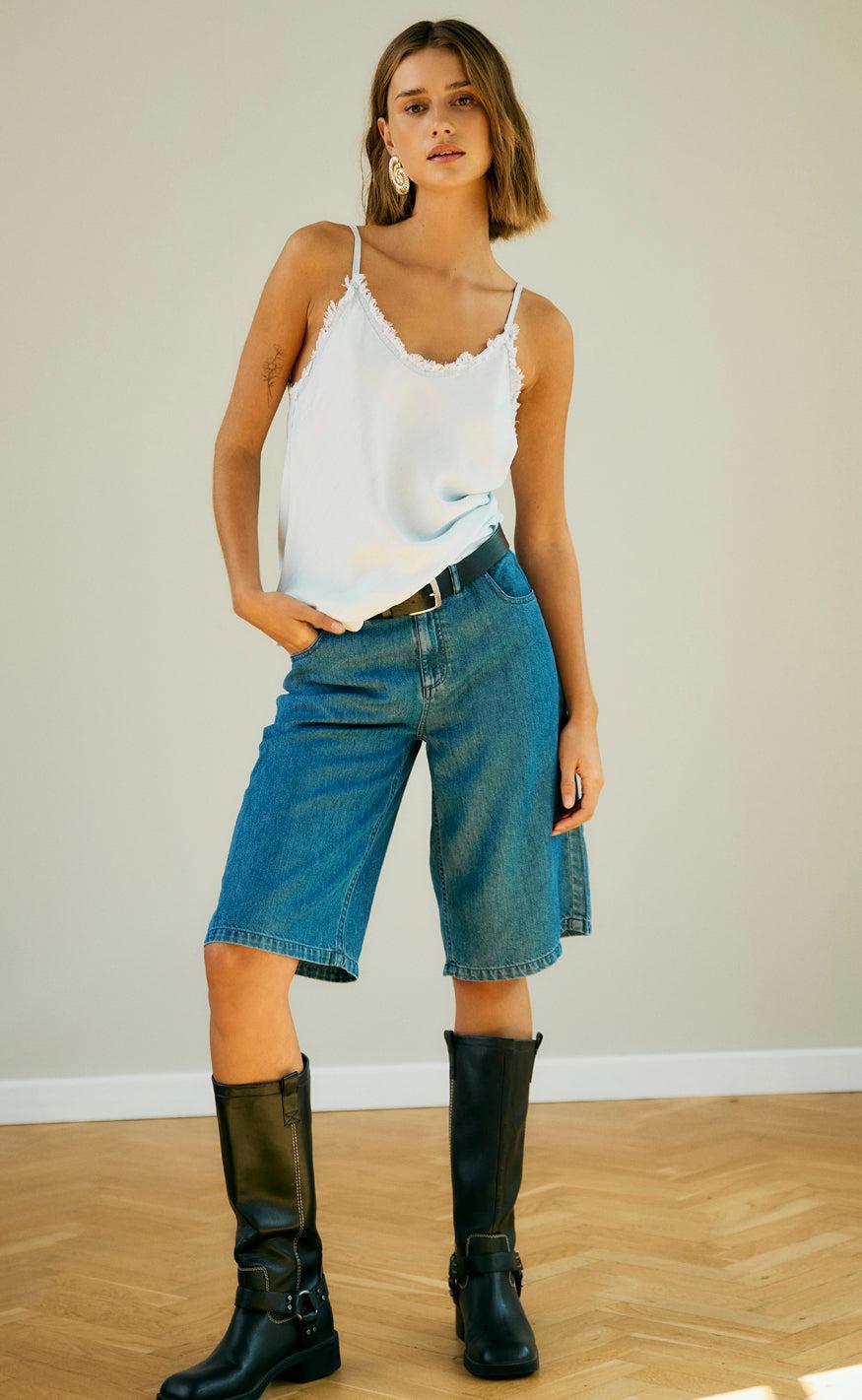 Freequent Top - Renna - Light Blue Denim