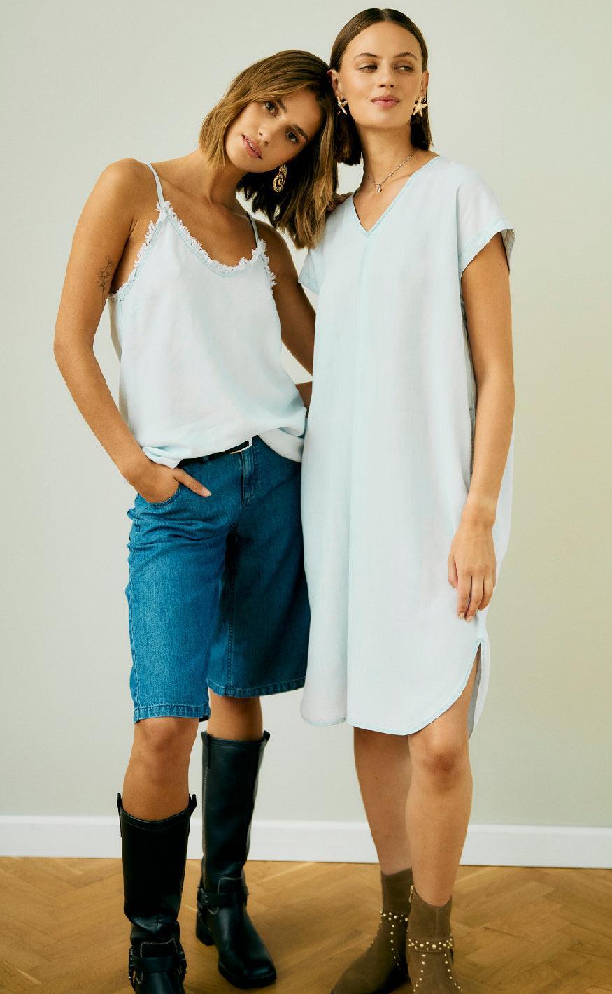 Freequent Top - Renna - Light Blue Denim