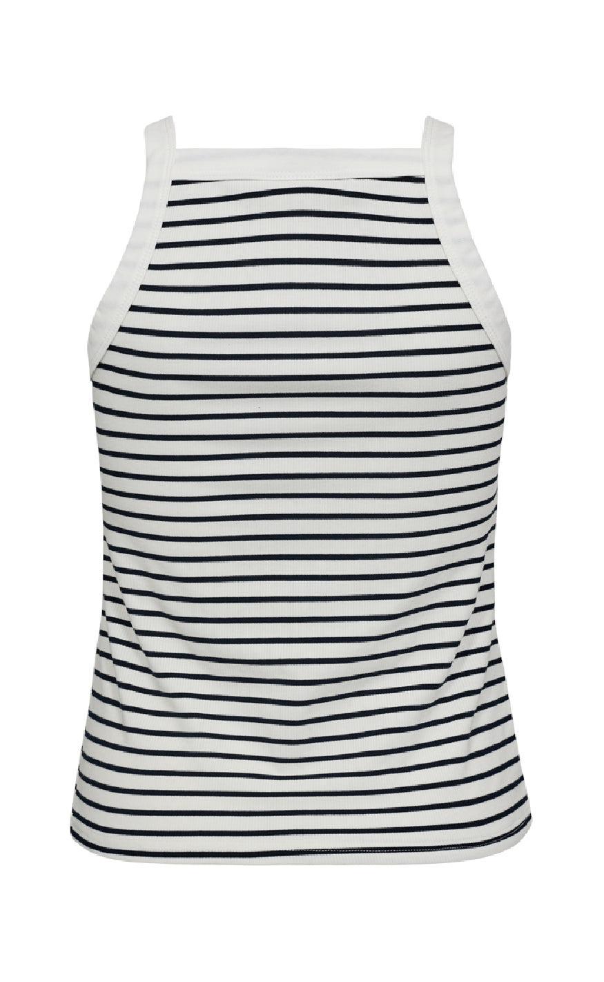 Freequent Top - Zia - Brilliant White w. Navy Blazer