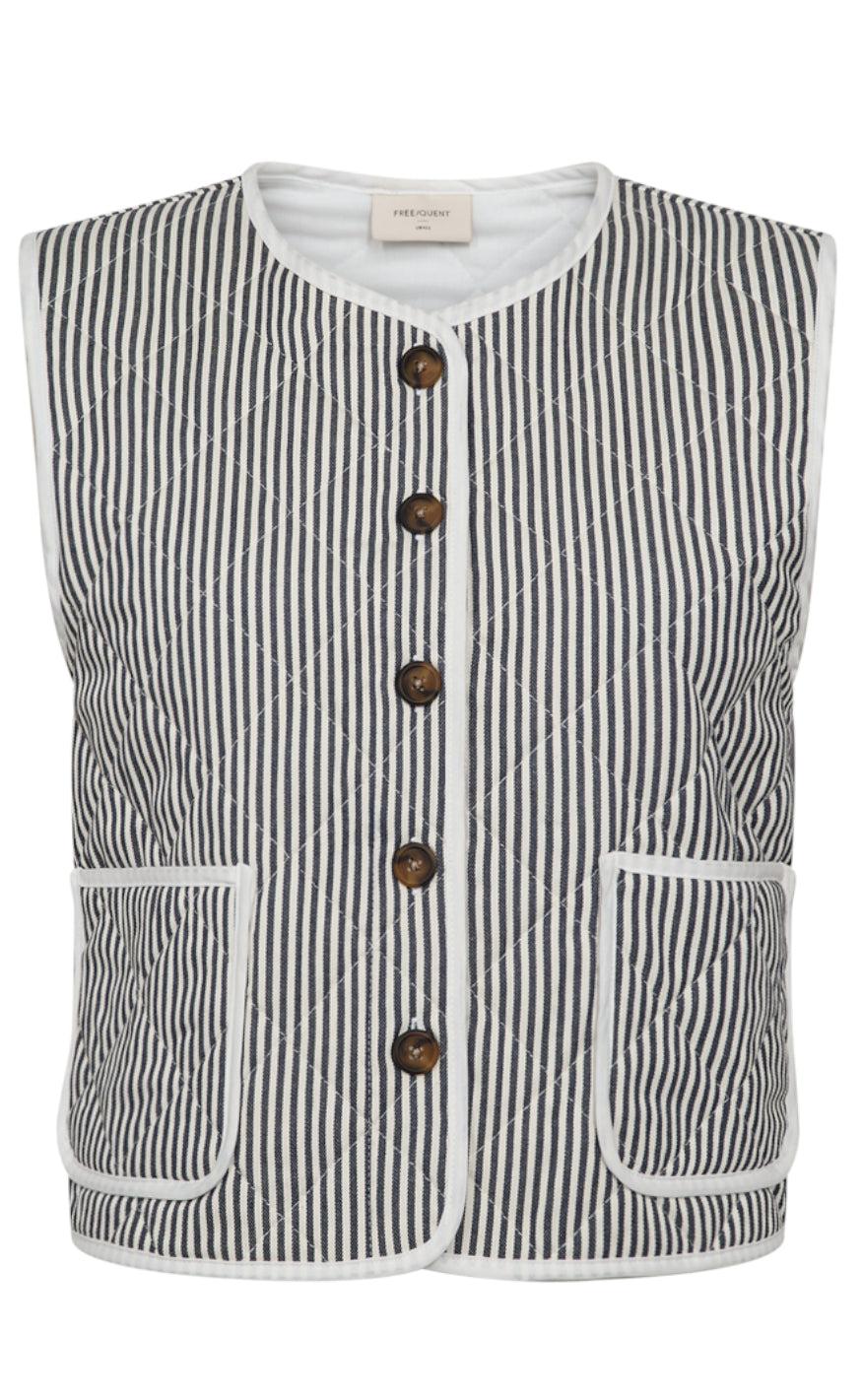 Freequent Vest - Mella - Medieval Blue W. Off-White