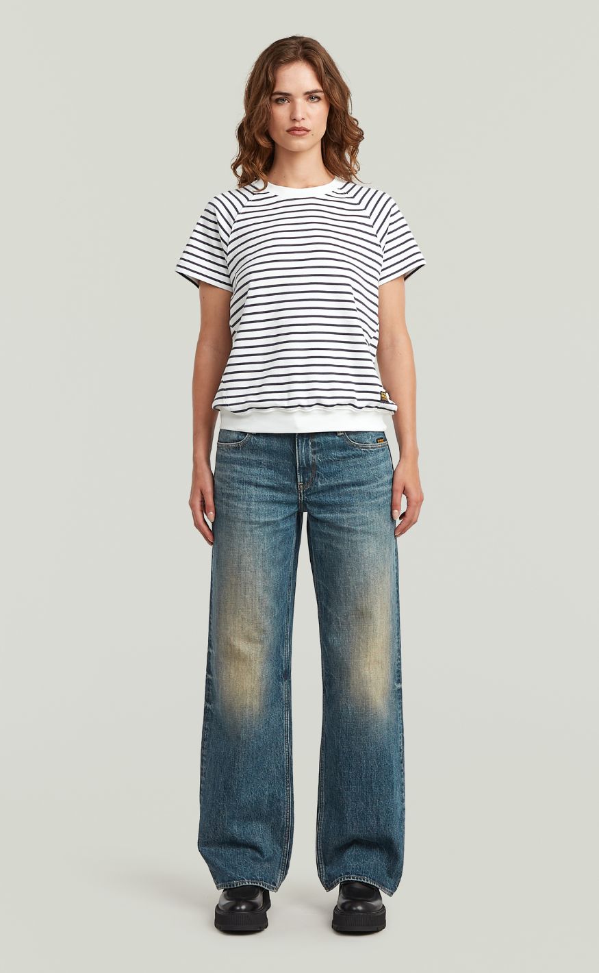 G-STAR T-shirt - Raglan r t wmn - Lt Chalk/India Ink Stripe