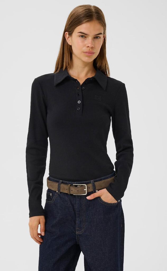 Gestuz Bluse - Drew LS Polo - Black