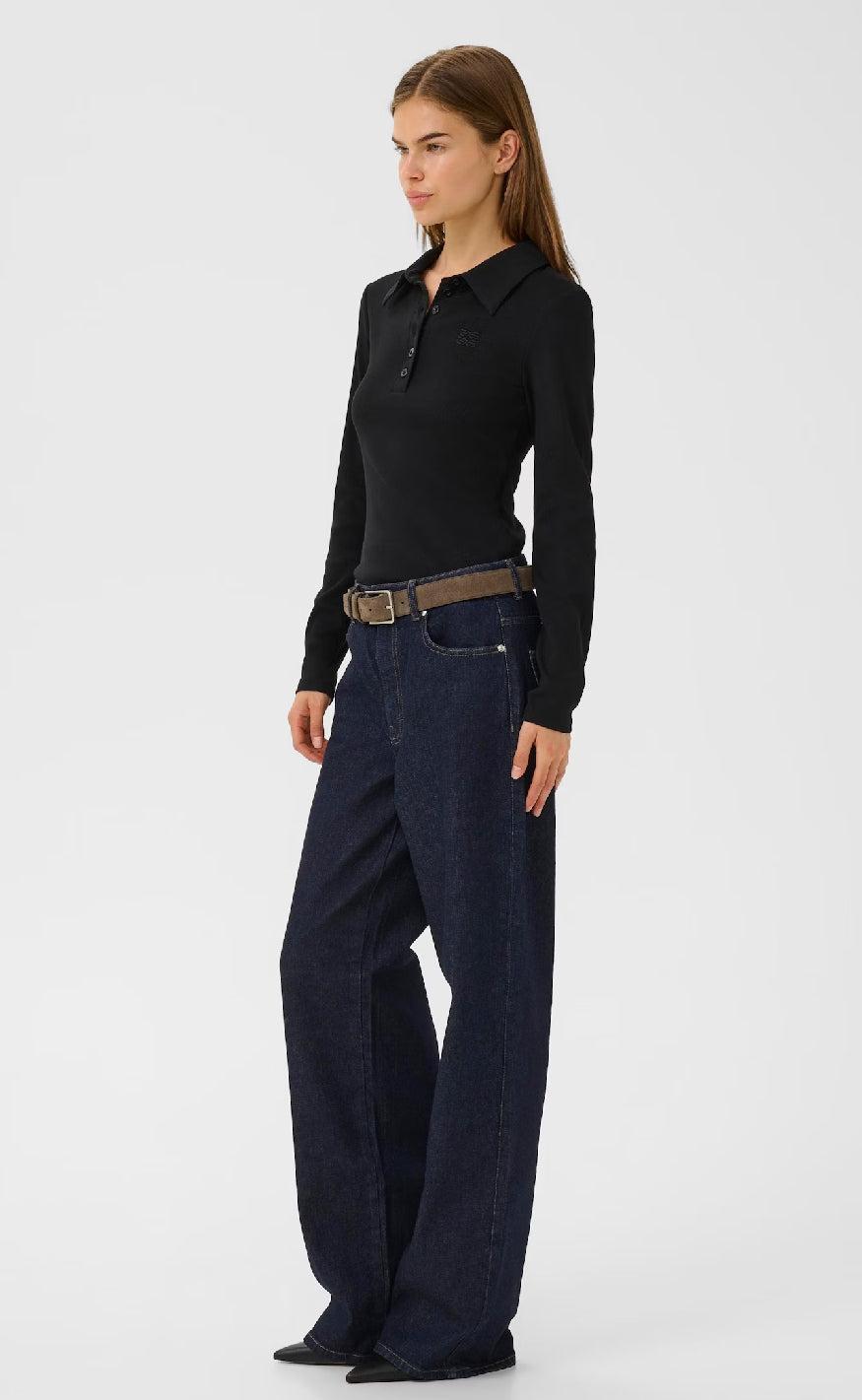 Gestuz Bluse - Drew LS Polo - Black