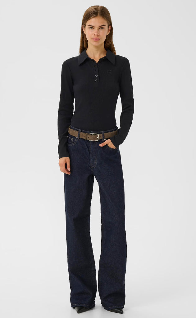 Gestuz Bluse - Drew LS Polo - Black