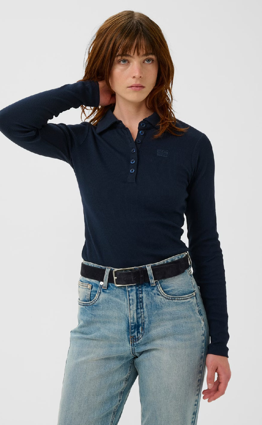 Gestuz Bluse - Drew LS Polo - Sky Captain