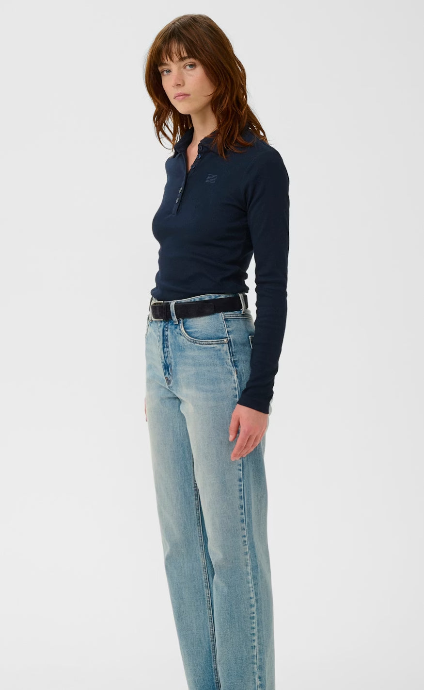 Gestuz Bluse - Drew LS Polo - Sky Captain
