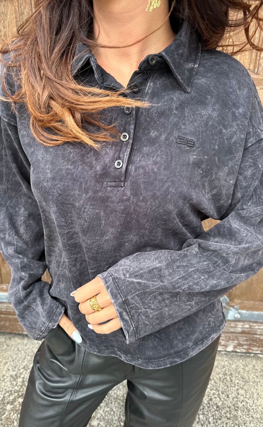 Gestuz Bluse - Neia - Black Brown Washed