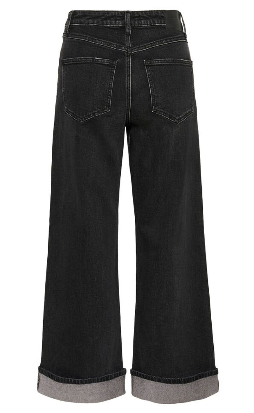 Gestuz Bukser - Sara HW Wide - Washed Dark Black