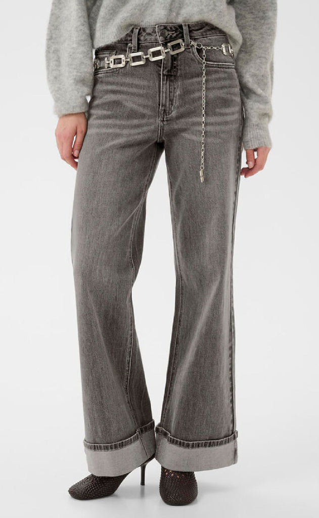 Gestuz Bukser - Sara HW Wide - Washed Light Grey