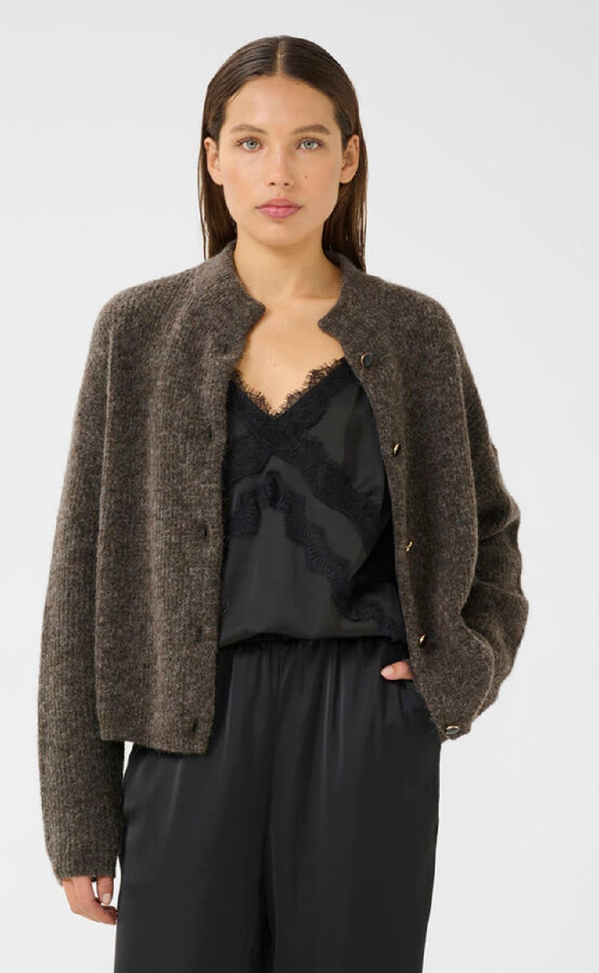 Gestuz Cardigan - Alpha - Chestnut Melange