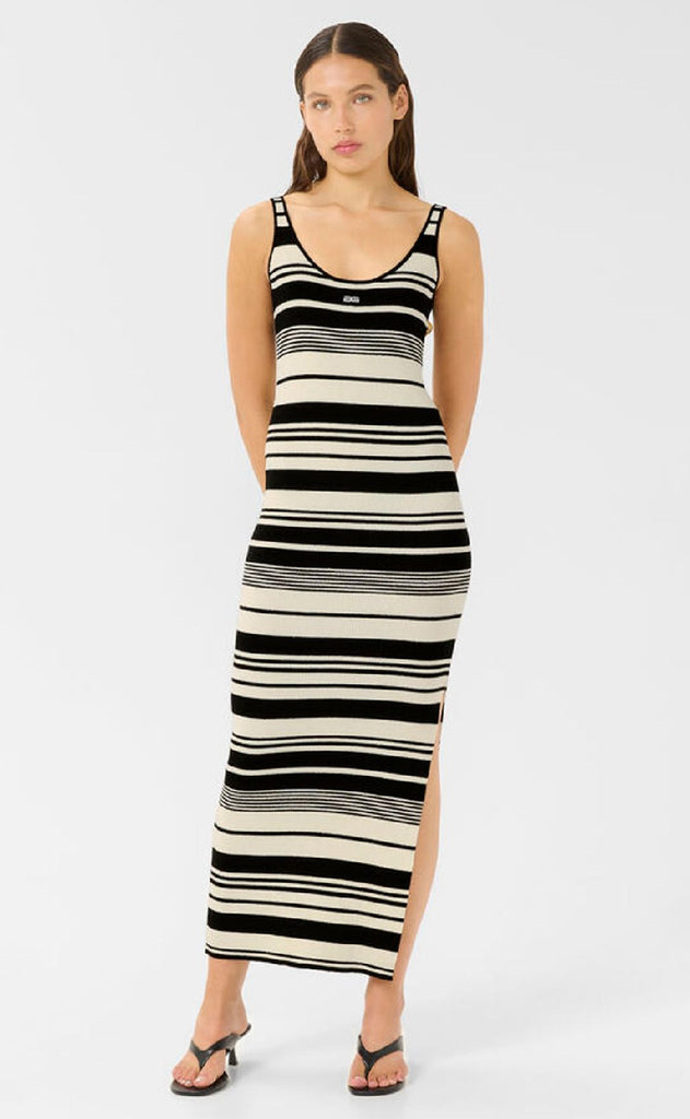 Gestuz Kjole - Stela - Black/Birch striped