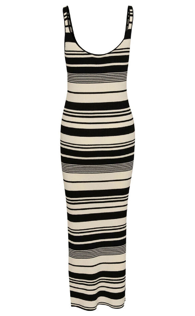 Gestuz Kjole - Stela - Black/Birch striped