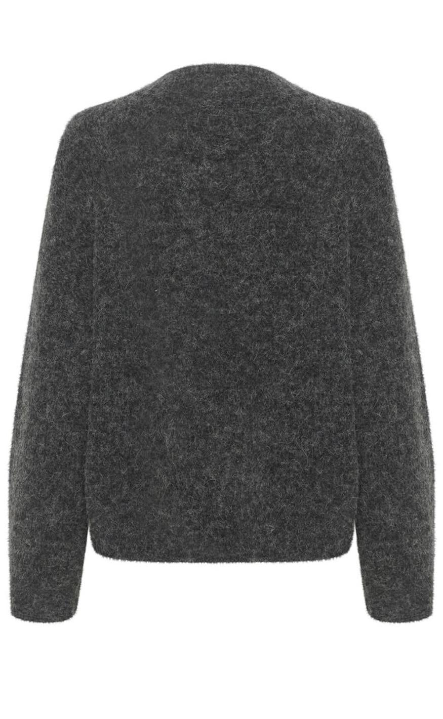 Gestuz Pullover - Alpha V-Neck - Charcoal melange
