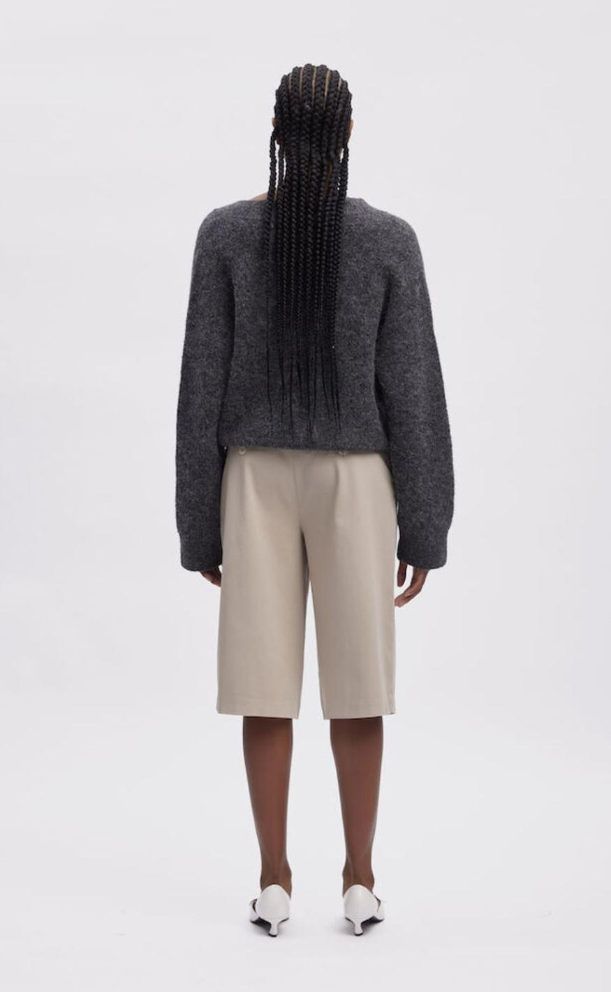 Gestuz Pullover - Alpha V-Neck - Charcoal melange