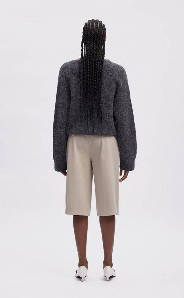 Gestuz Pullover - Alpha V-Neck - Charcoal melange