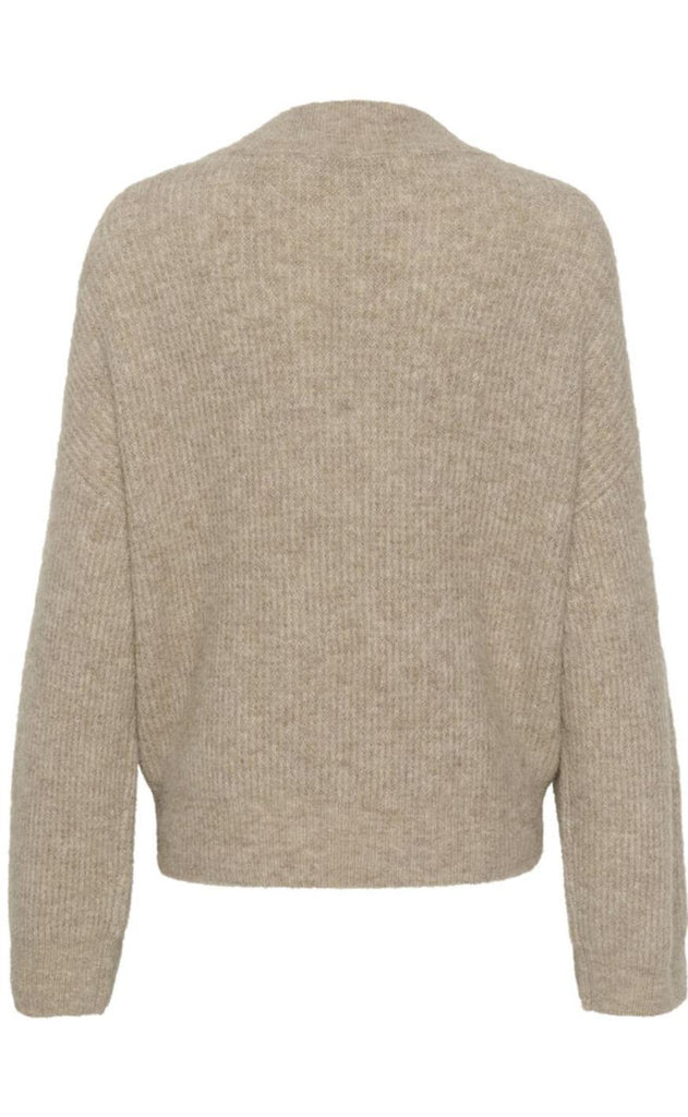 Gestuz Pullover - Alpha V-Neck - Warm Sand Melange