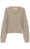 Gestuz Pullover - Alpha V-Neck - Warm Sand Melange