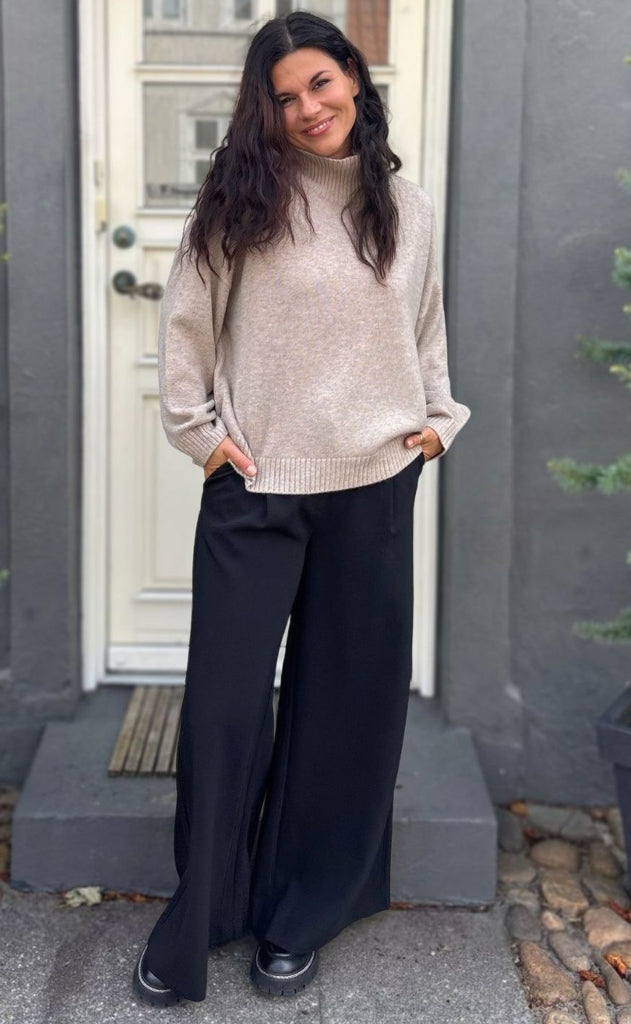 Gestuz Pullover - Casia High Neck - Light Weight Beige Melange