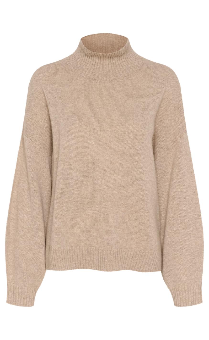 Gestuz Pullover - Casia High Neck - Light Weight Beige Melange