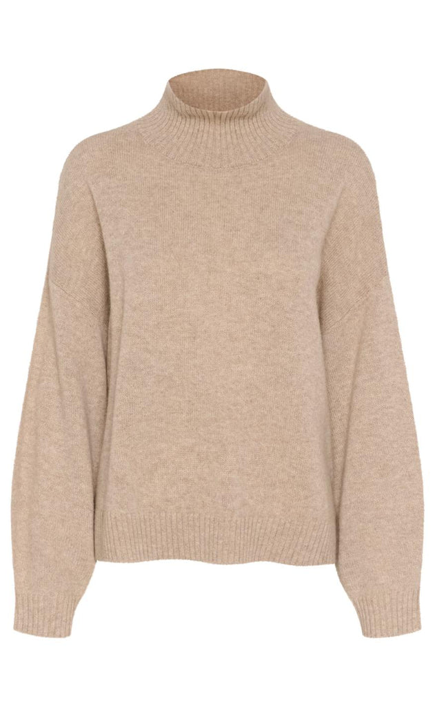 Gestuz Pullover - Casia High Neck - Light Weight Beige Melange