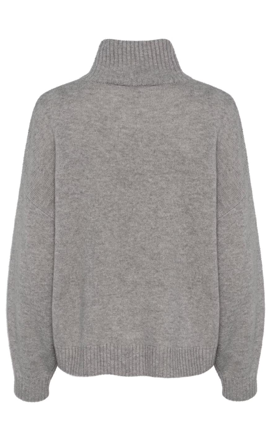 Gestuz Pullover - Casia High Neck - River Stone Melange