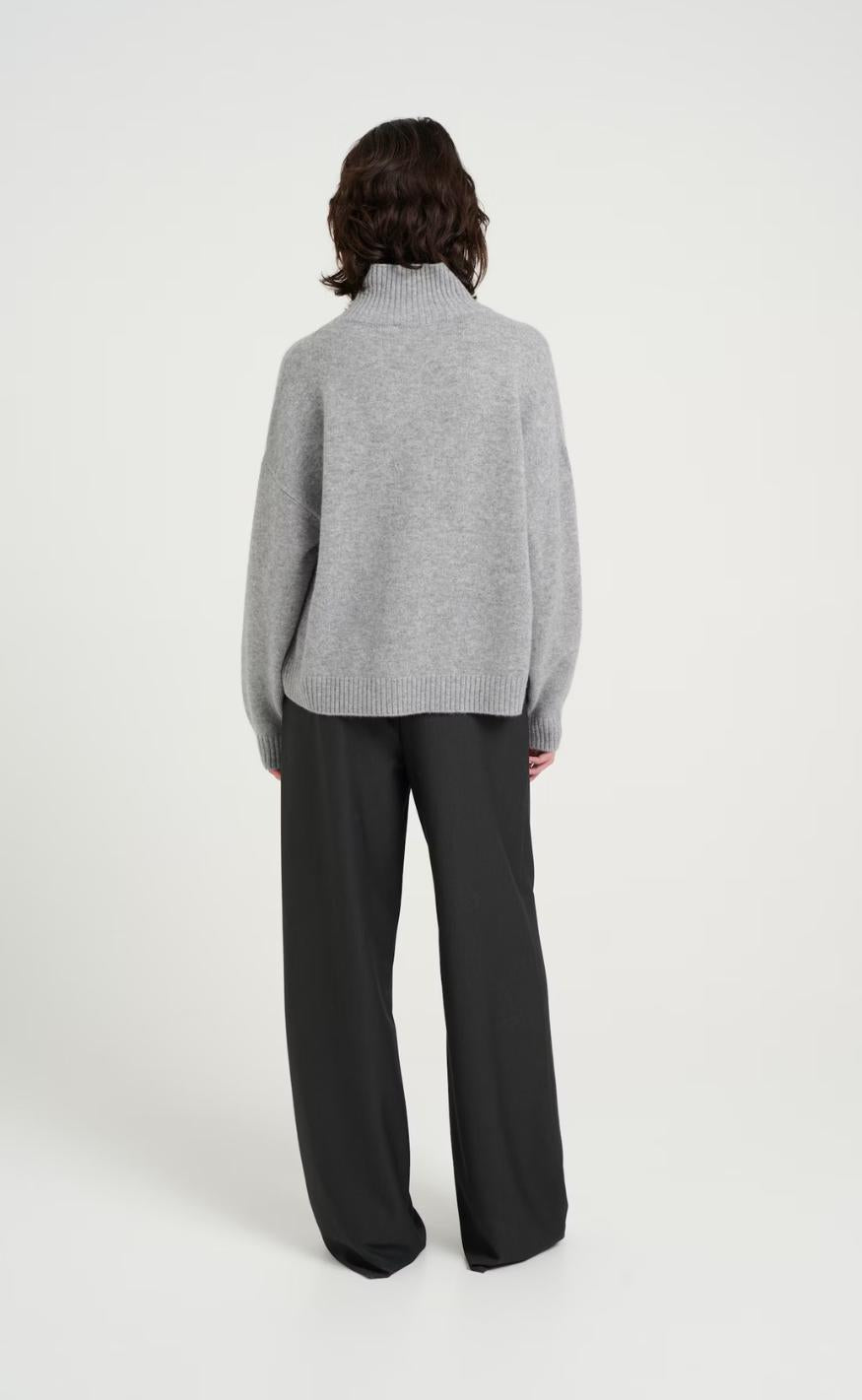 Gestuz Pullover - Casia High Neck - River Stone Melange