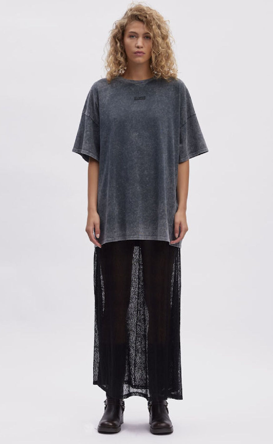 Gestuz T-shirt - Jio Oversize - Dark Grey Washed
