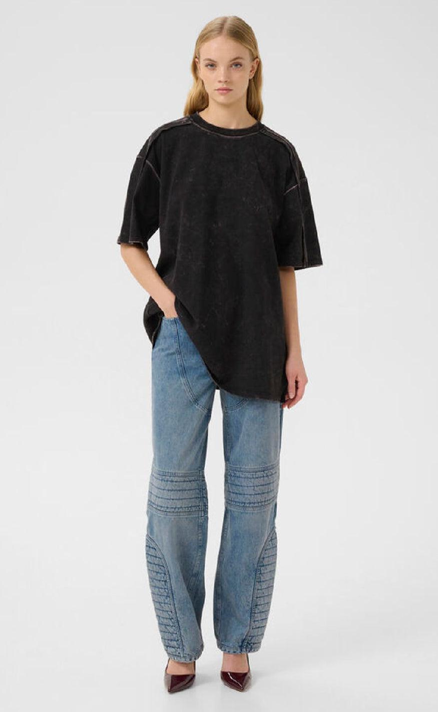Gestuz T-shirt - Neia - Black Brown Washed