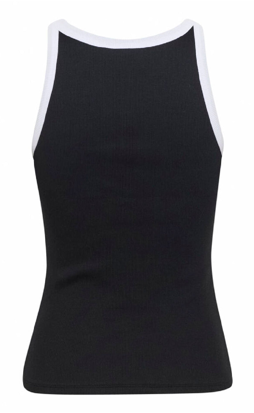 Gestuz Top - Drew Contrast Logo - Black