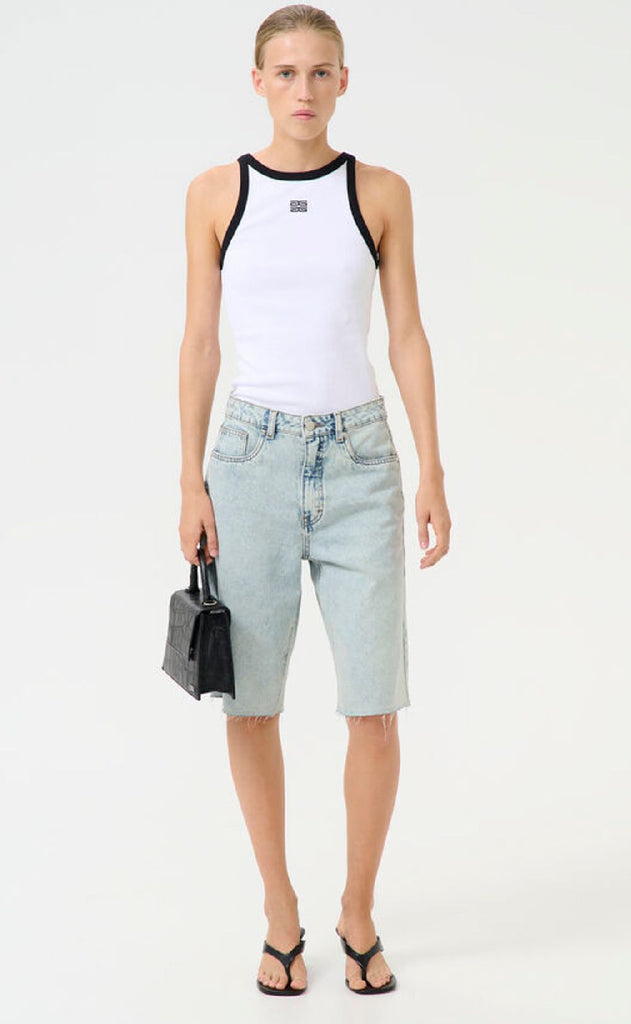 Gestuz Top - Drew Contrast Logo - Bright White