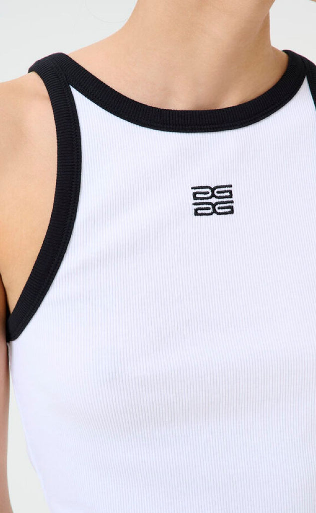 Gestuz Top - Drew Contrast Logo - Bright White